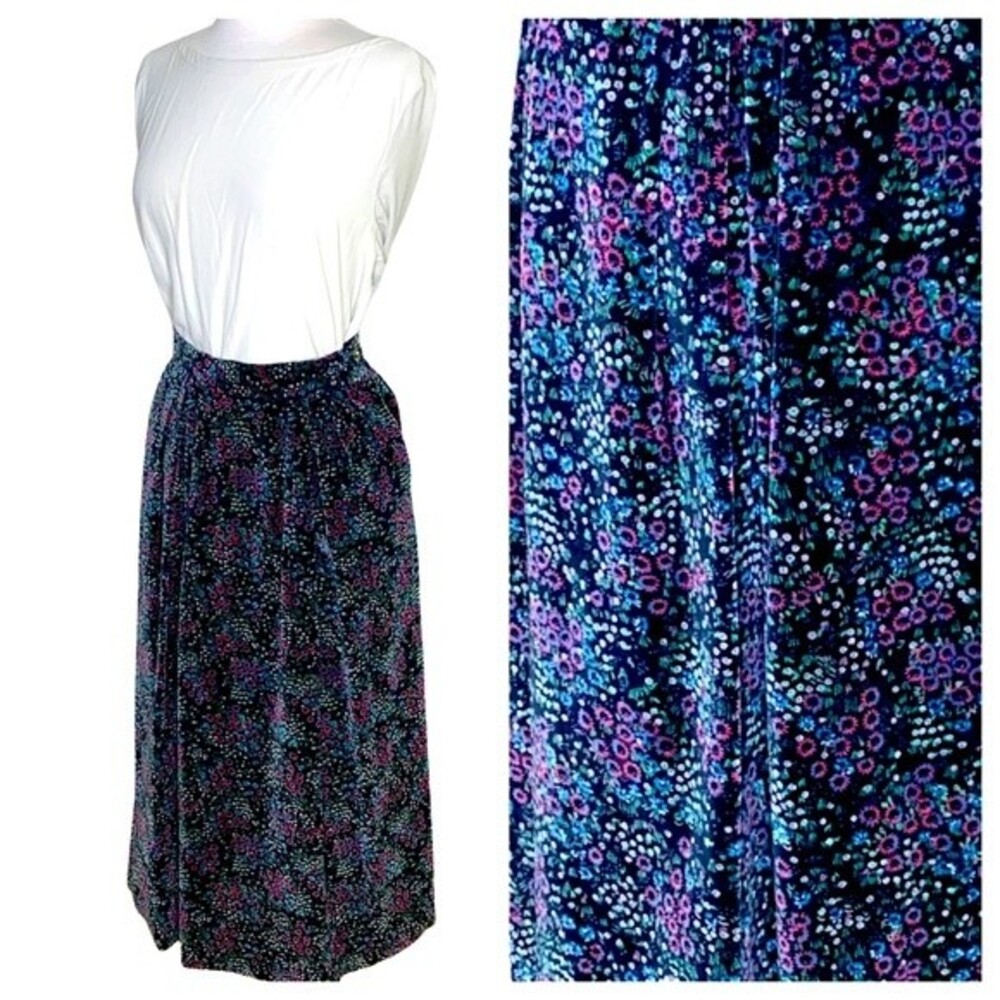 Vintage Dark Academia Velvet Bentley Arbuckle Floral High Rise Maxi Skirt Size 6